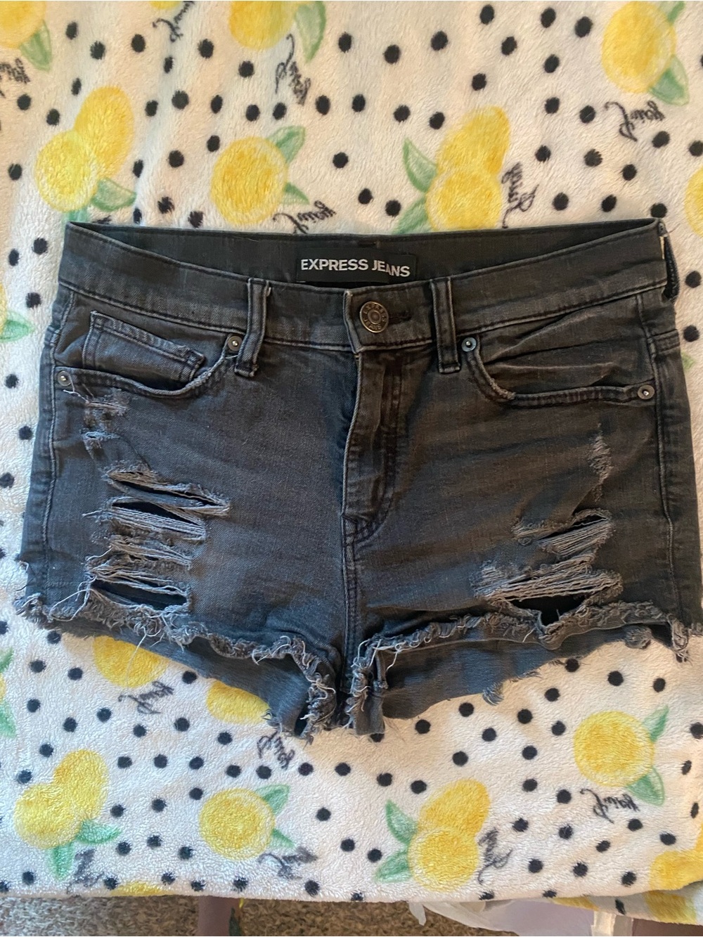 Women's Distressed Black Denim Shorts